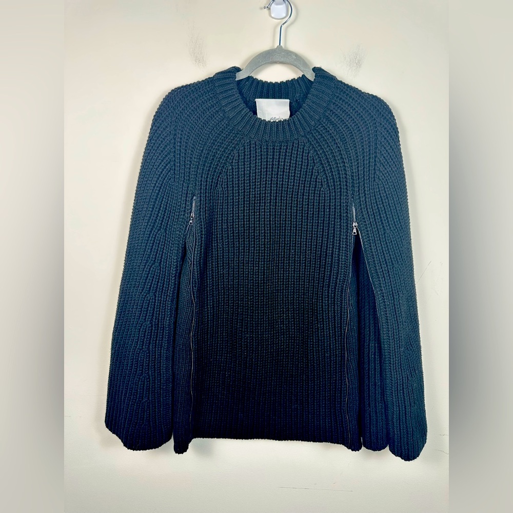 3.1 Phillip Lim Women's Black Cape Zipper Sweater Size XS Wool Blend
